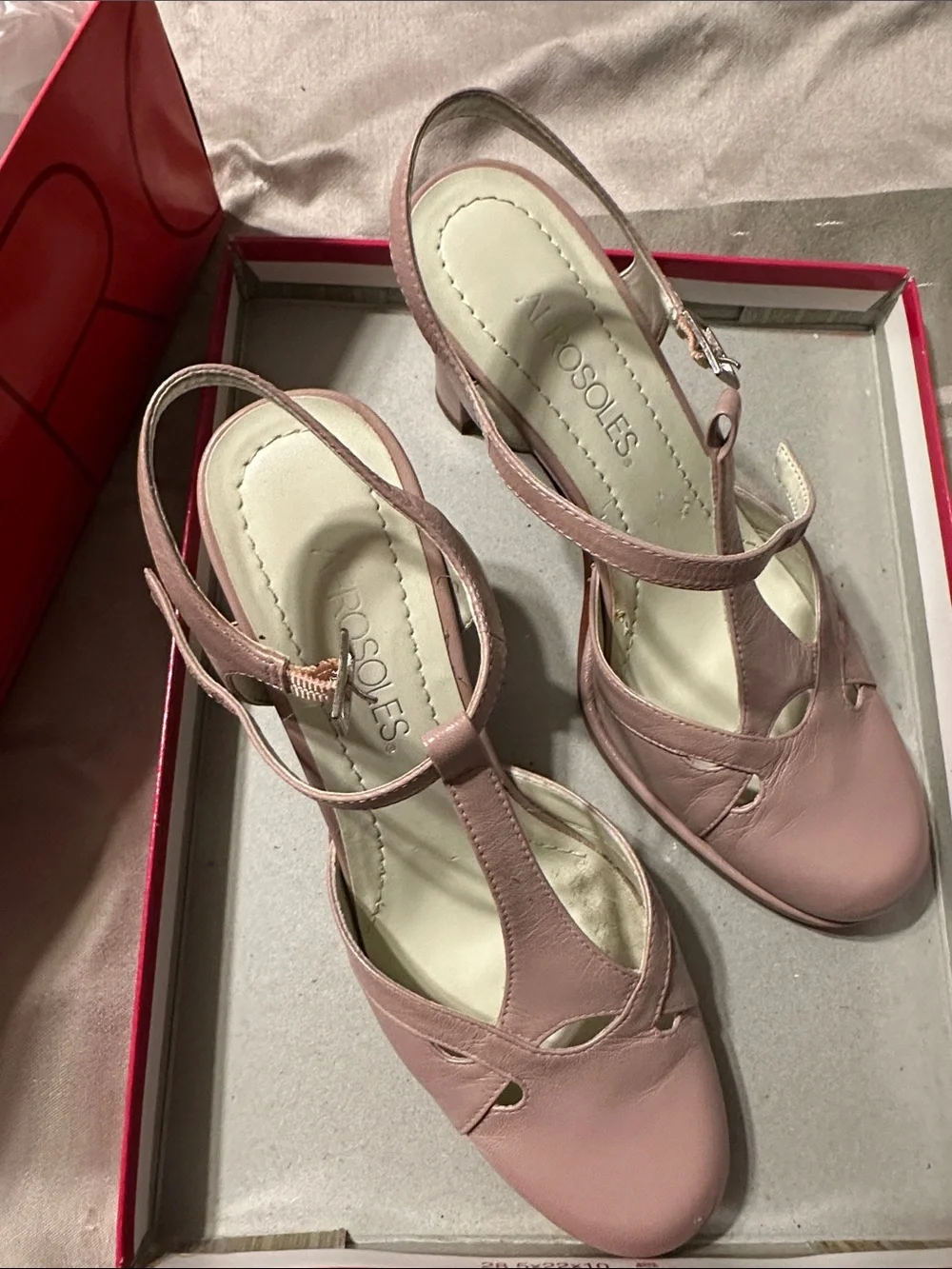 AEROSOLES Blush Pink T‑Strap Slingback Heels